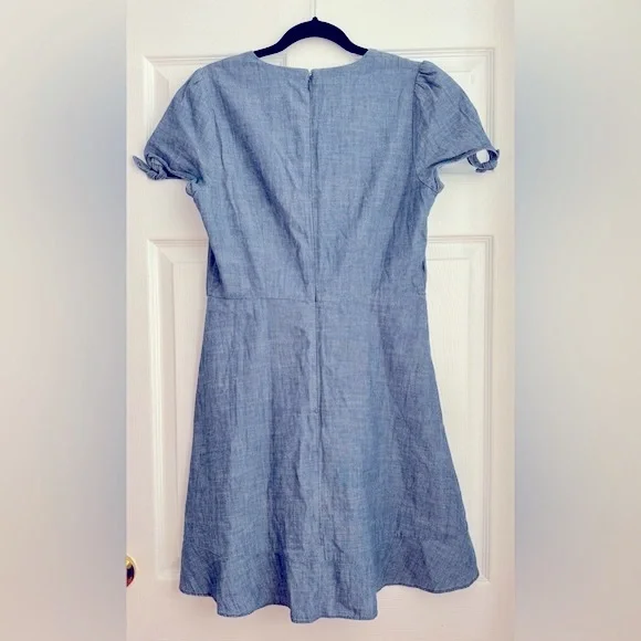 J. Crew Chambray Faux-Wrap Dress, Size 6 - NWT - Picture 3 of 11